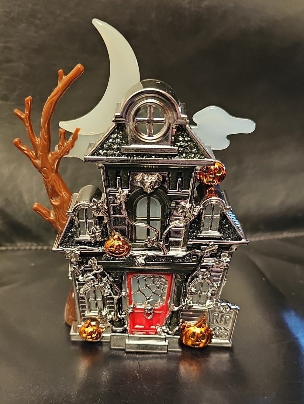 Bath & Body Works Silver Haunted House with Orange Accents
